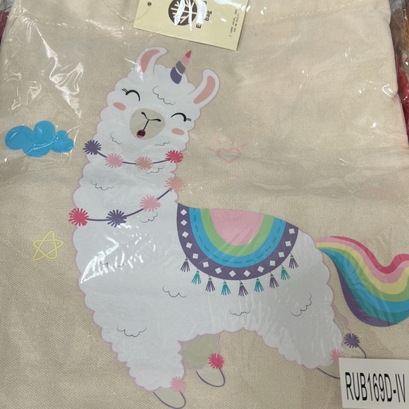 NWT ExcUsed Eco-friendly Reusable Shopping Tote Bags Llama With Snap Closure - Picture 6 of 6